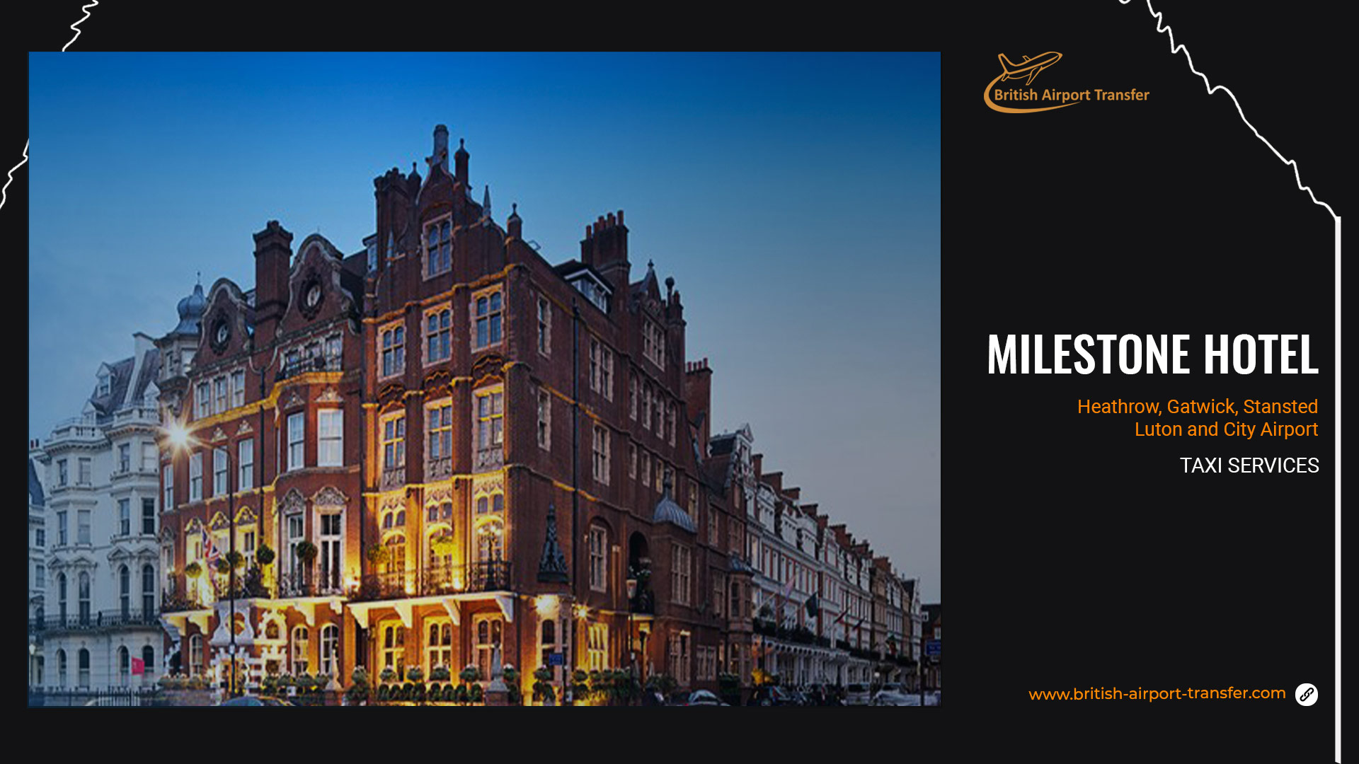 Heathrow to The Milestone Hotel Taxi Hire